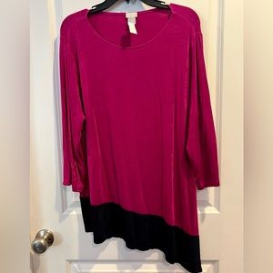 Chico’s matte jersey berry & navy top size 3 like 1X